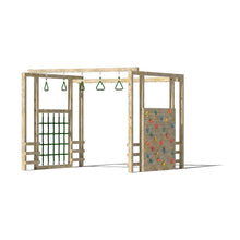 Load image into Gallery viewer, Kids Wooden Climbing Frame with Armoured Rope and Wide Rockwall - Commercial Warrior
