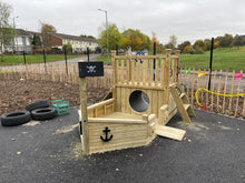 Load image into Gallery viewer, Kids Wooden Climbing Frame with Crawl Tunnel and Steps - Commercial Pirates ship
