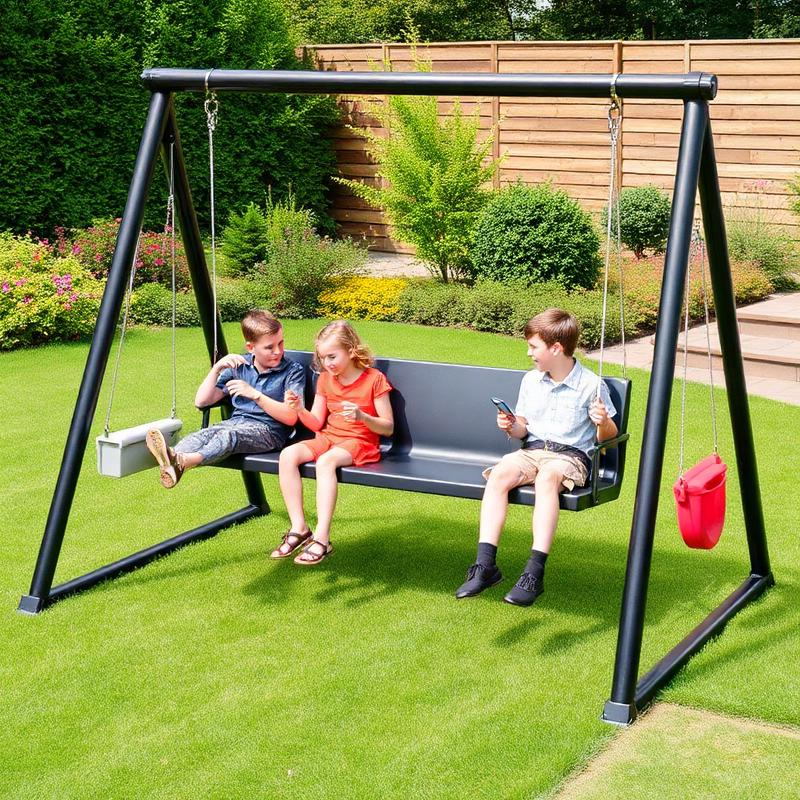 Swing seats set up on a BERG PlayBase frame