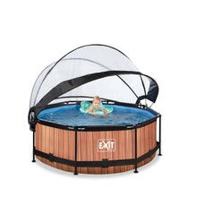 Load image into Gallery viewer, EXIT Wood pool ø244x76cm, ø300x76cm, ø360x76cm with dome and filter pump - brown

