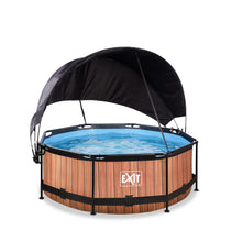 Load image into Gallery viewer, EXIT Wood pool ø244x76cm, ø300x76cm, ø360x76cm with canopy and filter pump - brown
