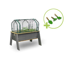 Load image into Gallery viewer, EXIT Aksent planter table L, XL with greenhouse and gardening tools
