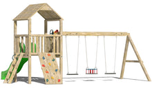 Load image into Gallery viewer, Kids Wooden Climbing Frame with Swings, Slide and Rockwall - Commercial Stacks Mountain

