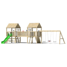 Load image into Gallery viewer, Wooden Climbing Frame with Slide, Steps, Rock Wall &amp; Swings - Commercial Meath
