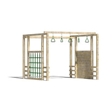 Load image into Gallery viewer, Kids Wooden Climbing Frame with Armoured Rope and Wide Rockwall - Commercial Warrior
