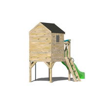 Load image into Gallery viewer, Kids Wooden Playhouse with Slide, Steps and Fireman&#39;s Pole - Commercial Dollys Playhouse
